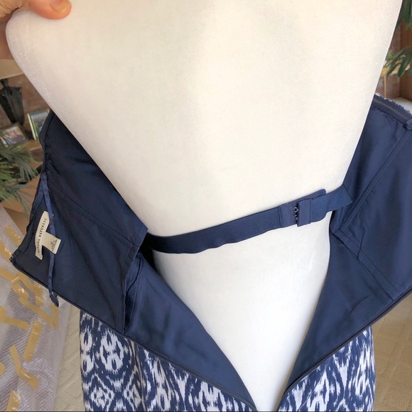 Banana Republic Ikat Blue White Strapless Dress 12 - Picture 10 of 13